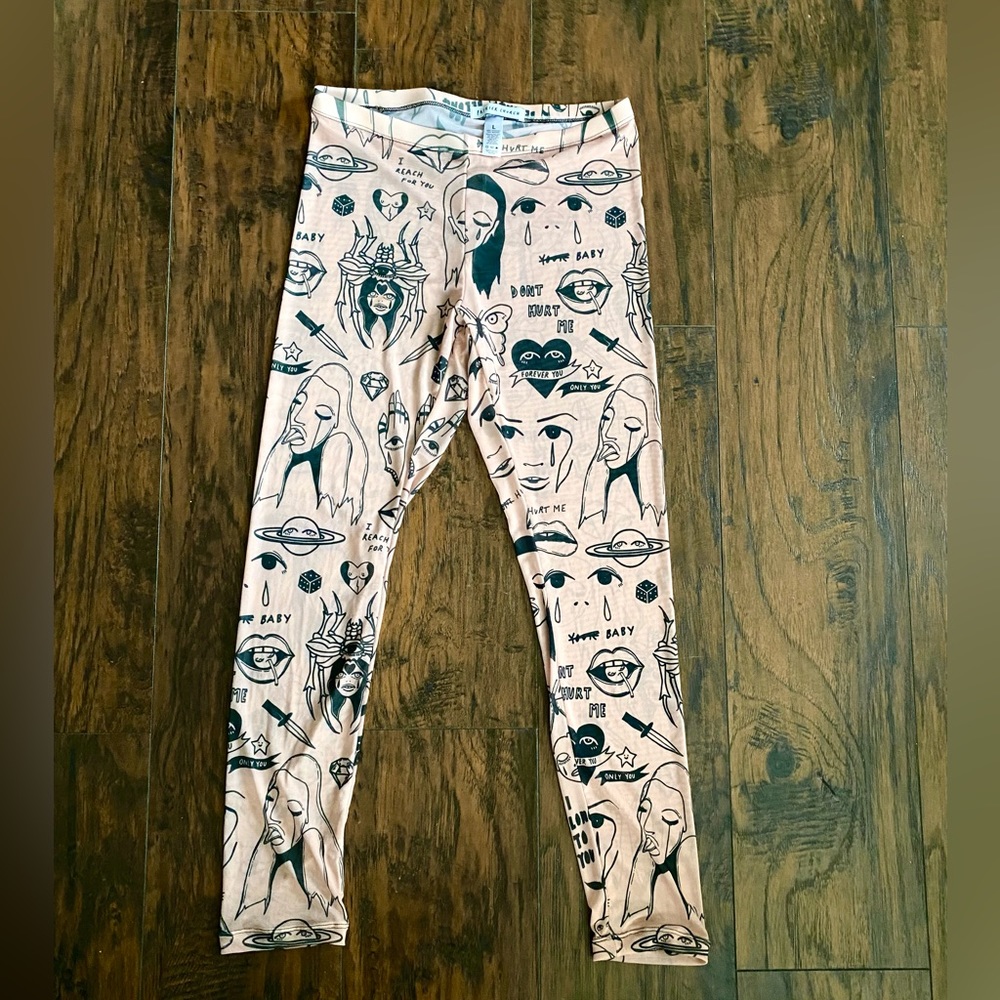 Patrick church tattoo print leggings